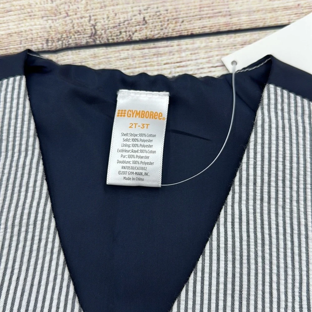 Gymboree Seersucker White and Navy Blue Vest Size 2T-3T